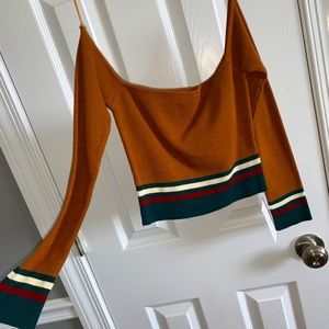 Long Sleeve Off the Shoulder Cropped Shirt